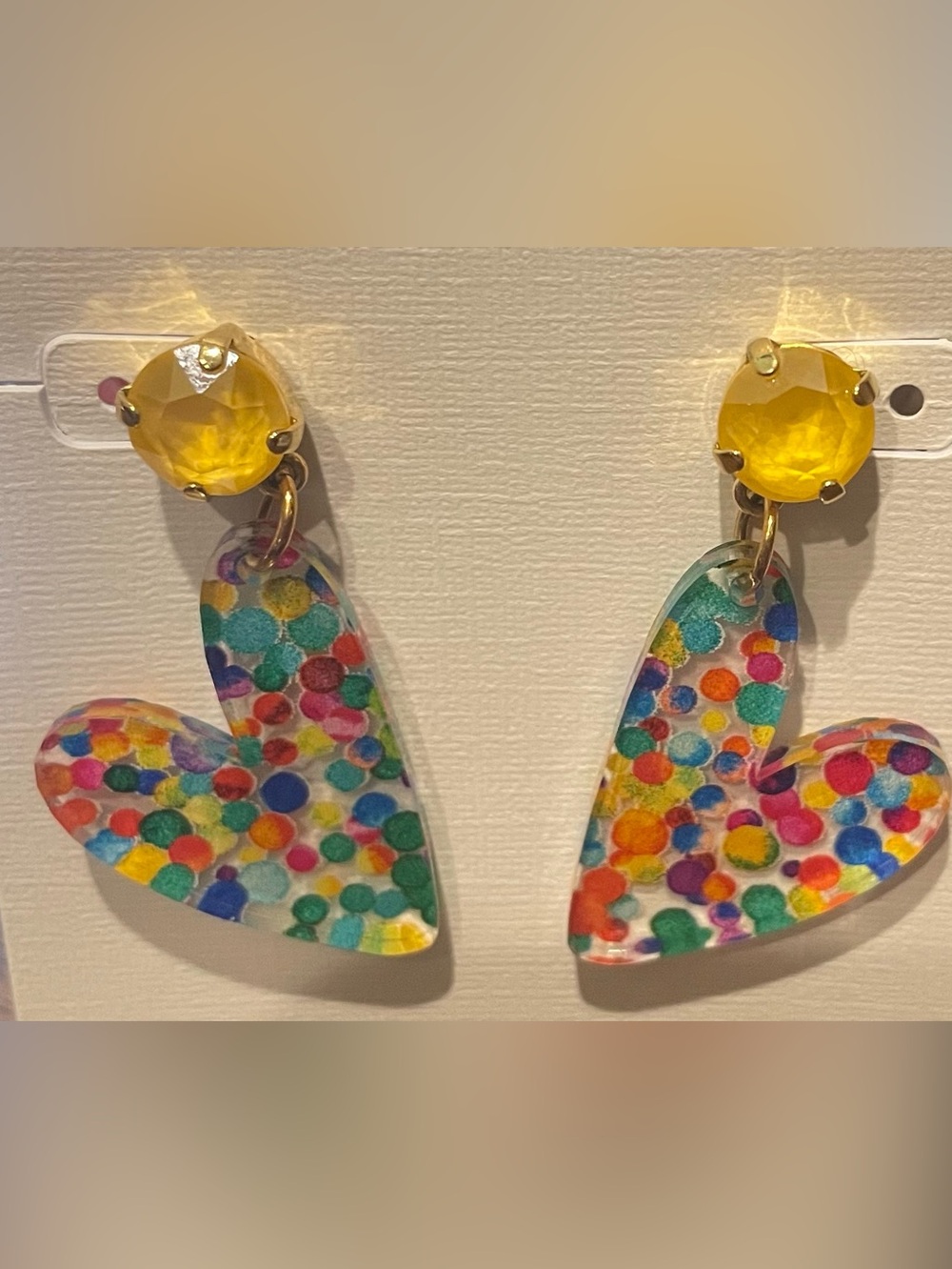 New w/o packaging Luster brand Confetti Heart Dangle Earrings